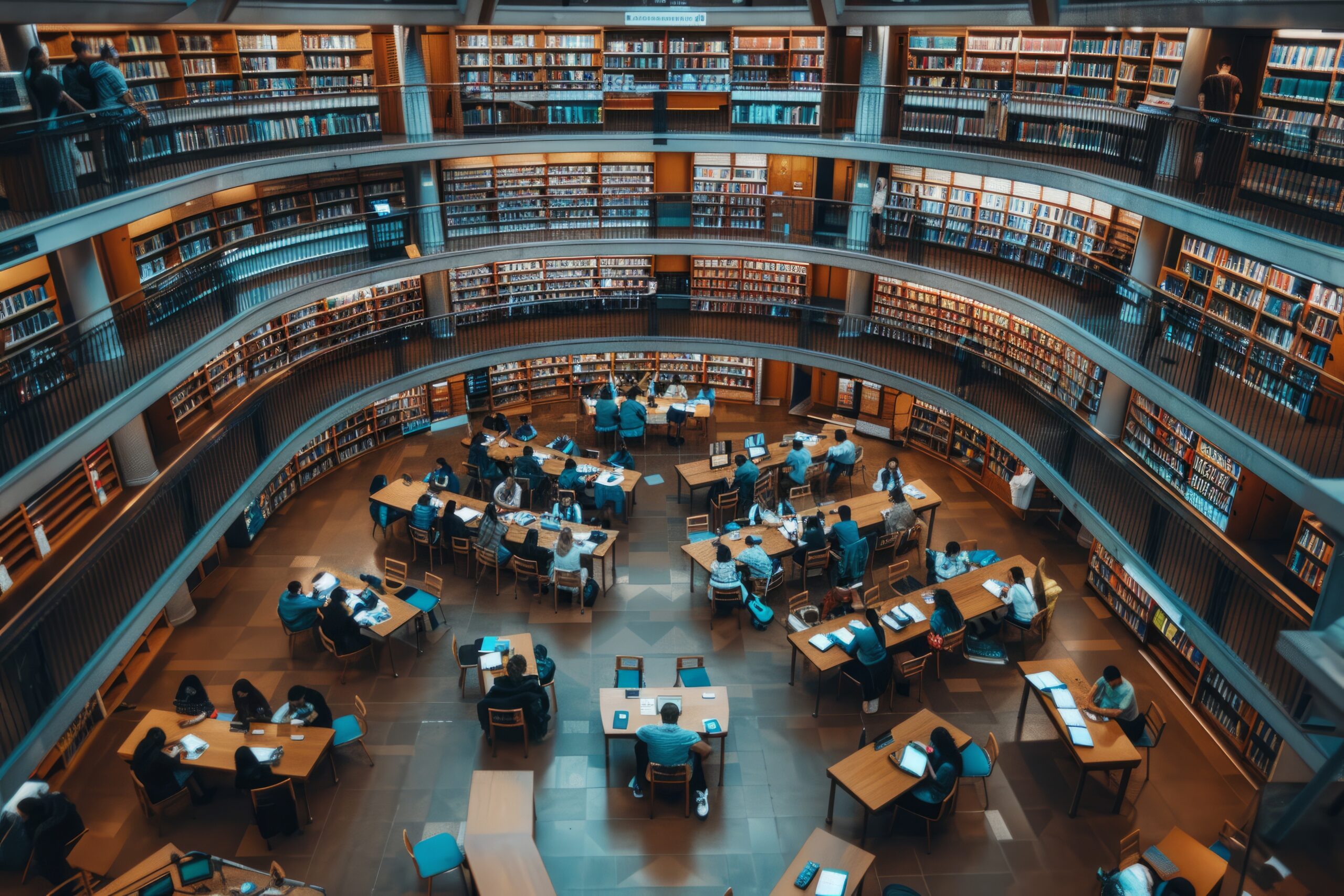 a huge library consisting of so many books