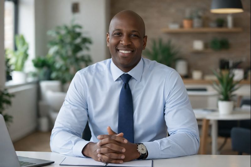 A man posing to record a speech